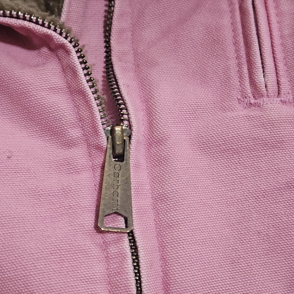 Vintage Women's Pink Carhartt Brown Sherpa-Lined Jacket Coat - Picture 9 of 15